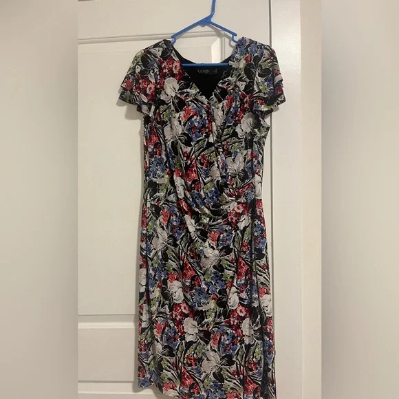 Ralph Lauren Black Floral Midi Dress - Picture 2 of 3